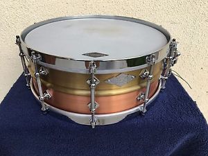 Craviotto Brass/Copper Hybrid Snare Drum 5.5" x 14" with AK Solid Brass Hoops