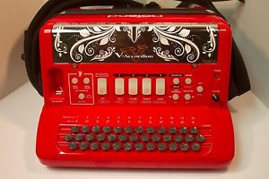 Red Roland V-Accordion FR-18 Diatonic w/ Large Hard Case
