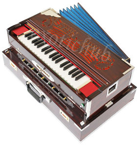 HARMONIUM~SCALE CHANGER~TEAK WOOD~3¾ OCTAVES~REEDS BASS/MALE/FEMALE~PETI~BAAJA
