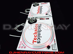 2 custom white Technic SL1200 MK2's w intergraded dicers, red halos, red leds