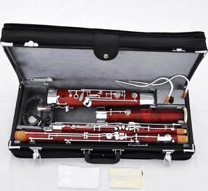 Professional Maple Wooden 25 Key Bassoon Silver Plated C Tone 2 Bocals New Case