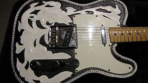 Fender Telecaster handtooled  leather waylon style guitar