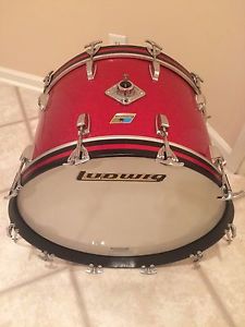 LUDWIG VINTAGE RED SPARKLE  1971 / 22" X 14" BASS DRUM "FREE SHIPPING"