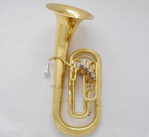 Professional Golden Lacquer 4 Front Action Piston Marching Euphonium Horn NEWEST