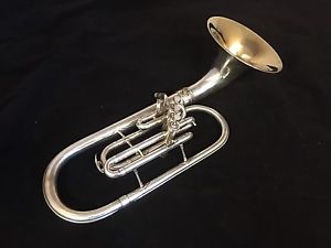 H.N.White KING Silver Plated F Alto horn Detachable Bell. Used Case & Mouthpc