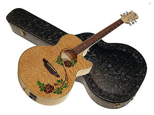 LUNA Flora ROSE acoustic electric GUITAR new w/ EXOTIC HARD CASE - Fishman