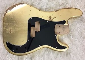 Body bass Fender Precision Bass style RELIC GOLD LEAF oro vintage aged red alder
