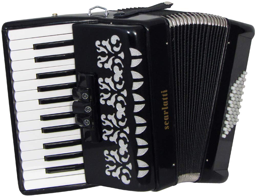Scarlatti 48 BASS PIANO ACCORDION Black. Ideal starter instrument from Hobgoblin