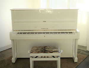 Yamaha U1 Modern Upright Piano In High Gloss White - Immaculate Condition