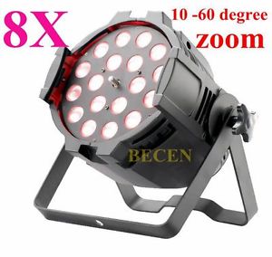 8pcs Zoom 18x18W RGBWA UV 6in1 LED PAR Light Indoor 10-60 zoom par can 64