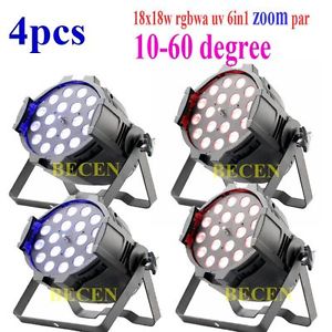 4pcs/CTN ZOOM Up-Lighting LED Par Can Party Stage Light 18LEDs 6IN1 RGBWA UV