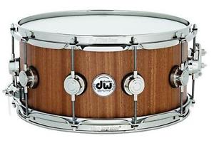 DW Drum Workshop 6.5" x 14" Natural Lacquer Cherry Mahogany Snare Drum chrome HW