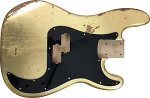 Body bass CUSTOM ORDER Fender Precision Bass style RELIC GOLD LEAF SILVER aged