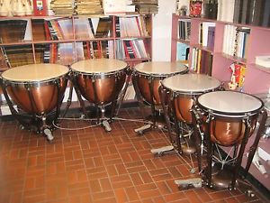SET OF 5 LUDWIG PROFESS COPPER 20, 23, 26 29 & 32 TIMPANI, NEW HEADS, NO DENTS