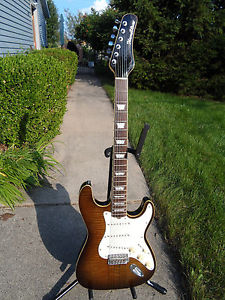 Hamiltone Custom made Black  " Neck Through " Curly Maple Guitar