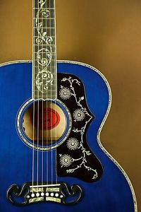 2016 Gibson SJ-200 Custom Quilt Vine Viper Blue Acoustic Guitar J-200