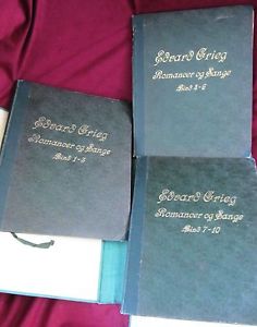 ANTIQUE EDVARD GRIEG ROMANCER OG SANGE 3 GREEN SHEET MUSIC BOOK BINDERS CM 601