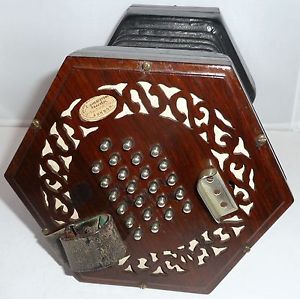 Wheatstone 48 Botón Palo De Rosa Concertina # 20377 Made 1885 Box Laboral