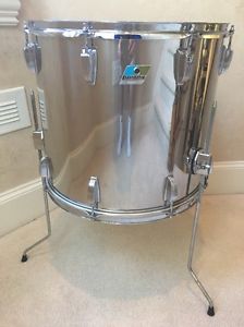 Vintage 70s Ludwig Stainless Steel 16" X 18" Floor Tom Drum Blue Olive Badge