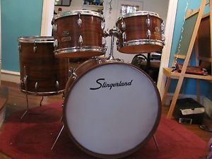 vintage 70s Slingerland drum set , rosewood  ?  walnut ? or chestnut drum kit