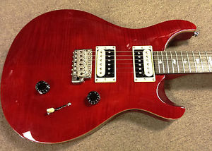 PRS SE Custom 24 Trans Red Maple Top Electric Guitar, Mahogany, Maple Neck, Bag