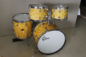 1971 Gretsch "Gold Satin Flame" drum kit. 22,12,13,16." w/6 ply jasper shells