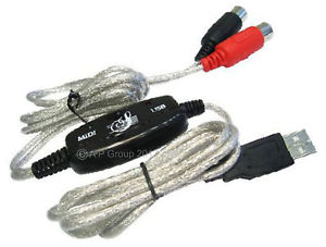 2m USB a cable MIDI 2x 5 PIN DIN PUERTOS - MACHO enchufe para Música Teclados