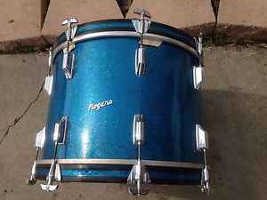 1970 ROGERS 'VIRGIN' 14X20 BLUE SPARKLE POWERTONE BASS DRUM:  VERY NICE !