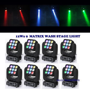 8 Pcs! 9X12W LED Matric Wash Moving Heads Stage Lighting DJ Disco Weding Party