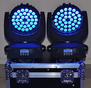 2-PACK Nightowl Smart-Lite 36X15 ZOOM RGBWA Moving Head W/Flight Case