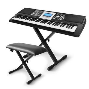 SUPER SET SCHUBERT TECLADO SILLA SOPORTE DE TRÍPODE USB MIDI 61 TECLAS PIANO LCD