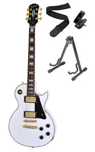 Epiphone Les Paul Custom E-gitarre Alpine weiß & Zubehörset (NEU)