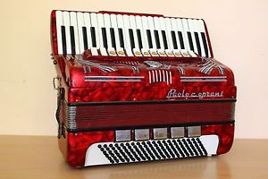 Paolo Soprani Vintage Accordion 120 Bass Fisarmonica 13/5 Registers Red + Case