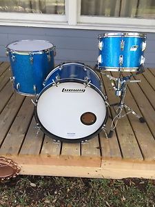 Vintage Ludwig Blue Sparkle Olive Badge Maple Drum Set