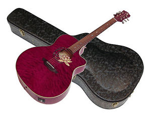 LUNA Flora Lotus Quilt Maple acoustic electric GUITAR new w/ EXOTIC HARD CASE
