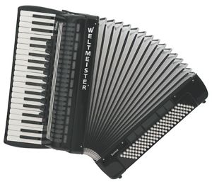 WELTMEISTER Akkordeon SAPHIR 41/120/IV/11/5 schwarz, SI (ital. Stimmen) + Koffer