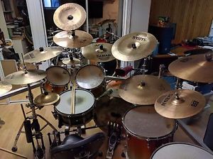 Pearl Masters MCX kit with cage, cymbals, double pedal and more