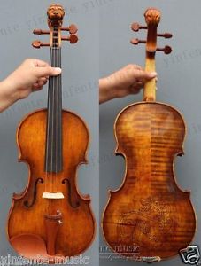 4/4 Old Violin Master Work hand Carve Inlaid Powerful Sound SOlid wood