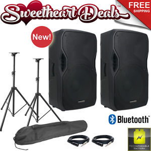 Pair of American Audio ELS GO 15BT 15" Bluetooth Wireless Powered PA Speakers