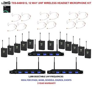 IMG STAGE LINE TXS-646HS12, 12 WAY UHF WIRELESS HEADSET MICROPHONE KIT