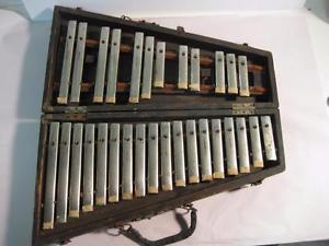 Antique J C Deagon Chicago Orchestra Bells Xylophone Original Wood Case