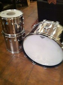 LUDWIG 70's STAINLESS STEEL DRUMS 14x26-12x15-16x16 FACTORY MACH LUGS