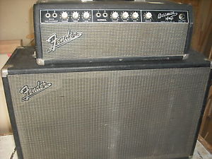 1964 Fender Bassman 50 cab 6G6B Tuxedo blackface white knob black face amp bass
