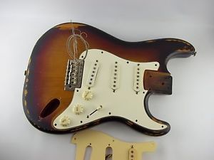 Sunburst Body LOADED Pickguard, Fits Fender Stratocaster Heavy Relic Reissue