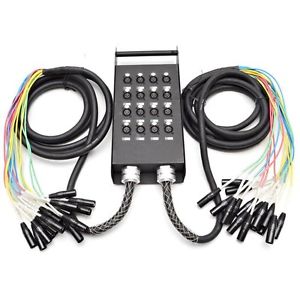 Seismic Audio 16 Channel XLR Send Splitter Snake Cable Box 2 Trunks Fantails New