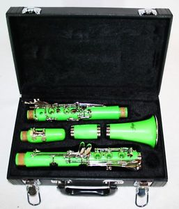 CLARINETTO COLORE VERDE 17 CHIAVI IN Bb CON CUSTODIA RIGIDA NUOVO MIGLIOR PREZZO
