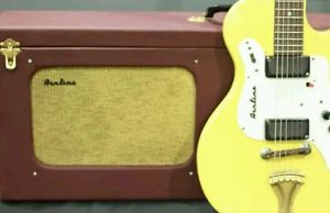 Vintage 1964 Airline 7214 Amp In Case Dual Pickup yellow W/ OHSC NICE!!!