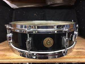 1960's Gretsch Black Nitron 4x14 Round Badge Snare Drum-  Excellent Condition!
