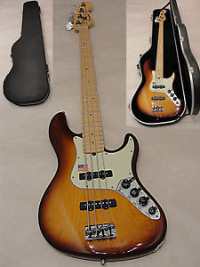 2007 Fender American Deluxe ASH 4 string Jazz Bass Guitar Tobacco Sunburst USA