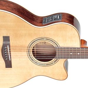 Teton STG180CENT Acoustic Electric Grand Concert Guitar & Case, Solid Spruce Top